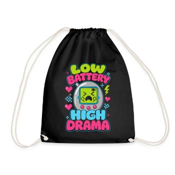 Low Battery High Drama Retro - Drawstring Bag - black - Front