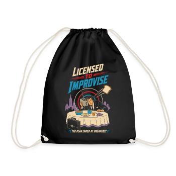 Licensed to Improvise Breakfast Chaos - Drawstring Bag - black - Front