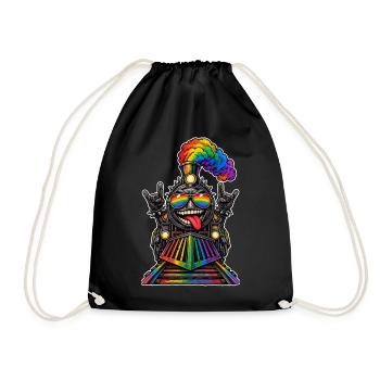 Regenbogenzug im Rock Stil - Turnbeutel - Schwarz - Vorne