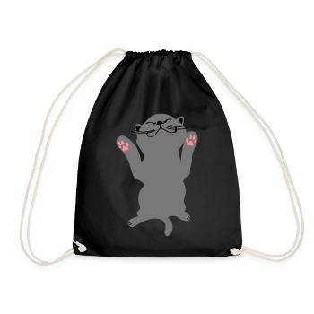 Cat Relaxed Carthusian Chartreux funny - Drawstring Bag - black - Front