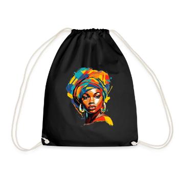 Pretty lady in bright colors - Drawstring Bag - black - Front