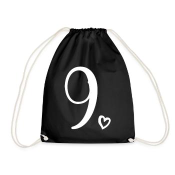 9th Birthday Kids Girls 9 Years Old Cute Number 9 - Drawstring Bag - black - Front