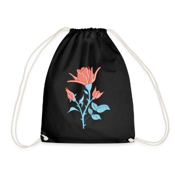 Illustration of a red rose - Drawstring Bag - black - Front