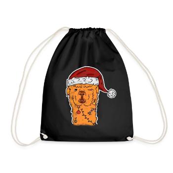 X-Mas Lama - Turnbeutel - Schwarz - Vorne