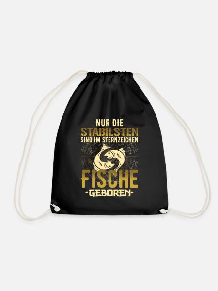 Sternzeichen stabil Fische Geschenk - Turnbeutel - Schwarz