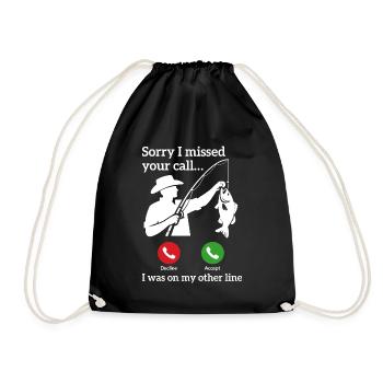 Angeln Ruft Retro Vintage Angler Spruch Design - Turnbeutel - Schwarz - Vorne