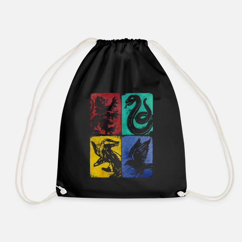 Harry Potter Houses Collage - Drawstring Bag - black