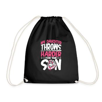 Daughter throws hard - Drawstring Bag - black - Front