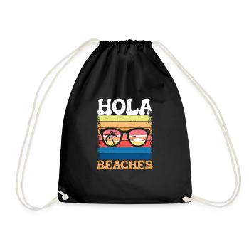 Hello Beaches - Drawstring Bag - black - Front