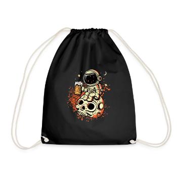 Astronaut drink beer - Drawstring Bag - black - Front
