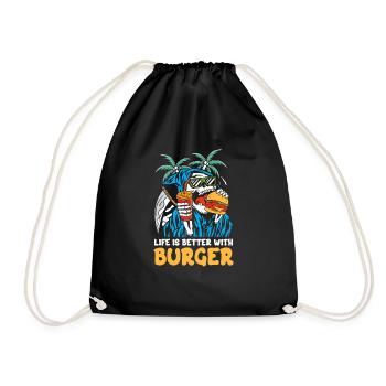 Mit Burger ist das Leben besser | Reaper Beach Schädel - Turnbeutel - Schwarz - Vorne