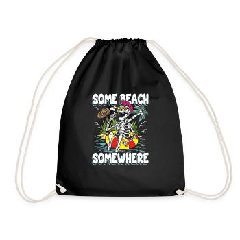 Some beach somewhere | sun & chill skull - Drawstring Bag - black - Front