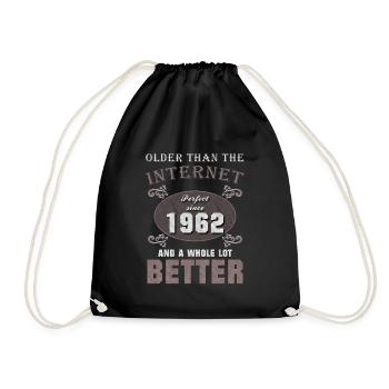 1962 Born Gift Internet Birthday Saying - Drawstring Bag - black - Front