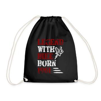 1961 Born legend With bicycle mountain biker - Drawstring Bag - black - Front