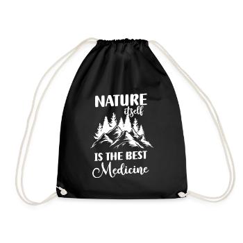 Nature Trees Wood Mountain - Drawstring Bag - black - Front