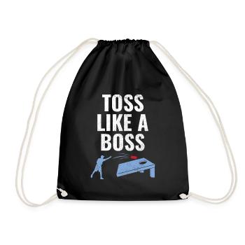 Cornhole Bean Bag Toss Outdoor Lawn Game Funny - Drawstring Bag - black - Front