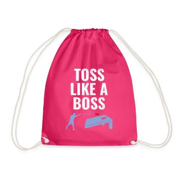 Cornhole Bean Bag Toss Outdoor Lawn Game Funny - Drawstring Bag - fuchsia - Front