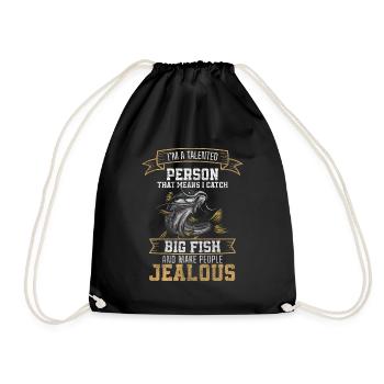 Angler, Fishing, Leisure, Water - Drawstring Bag - black - Front