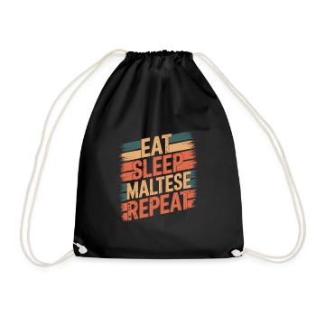 Eat. Sleep. Maltese. Repeat. - Drawstring Bag - black - Front