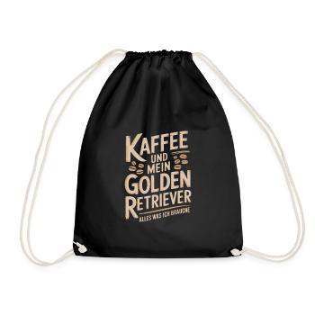 Kaffee und mein Golden Retriever - Turnbeutel - Schwarz - Vorne