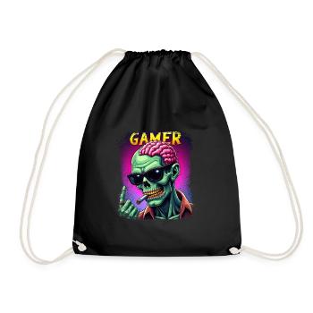 Zombie Gamer mit Sonnenbrille und Style - Turnbeutel - Schwarz - Vorne