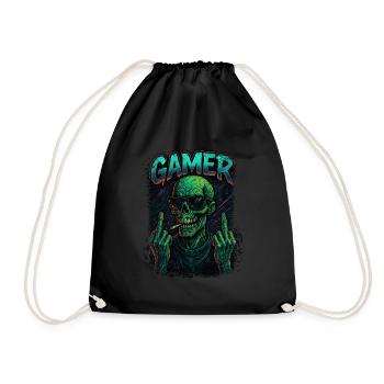 Zombie Gamer – Funny Gaming Design - Drawstring Bag - black - Front