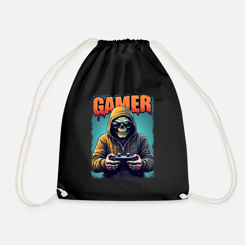 Zombie Gamer mit Kapuze & Controller - Turnbeutel - Schwarz