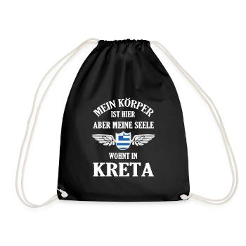 Seele in Kreta – Heimatgefühl und Urlaubsfreude - Turnbeutel - Schwarz - Vorne