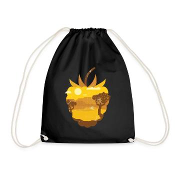 Vintage panoramic raspberry - Drawstring Bag - black - Front