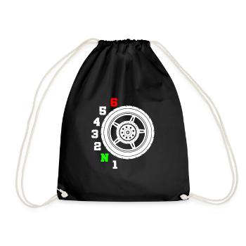 gear shift motorcycle - Drawstring Bag - black - Front