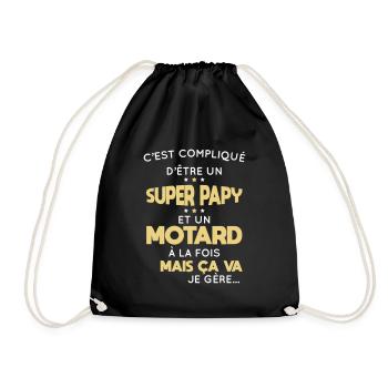 Compliqué d'être un super papy et un motard - Sac de sport léger - noir - Devant