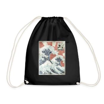 Great Wave Off Kanagawa Japanese Aesthetic Art - Drawstring Bag - black - Front