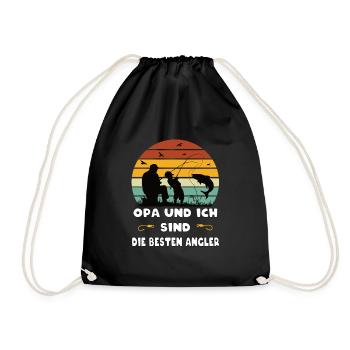 Opa und Enkel Beste Angler Geschenk - Turnbeutel - Schwarz - Vorne