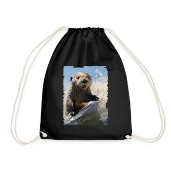 Surfer loutre de mer - Sac de sport léger - noir - Devant