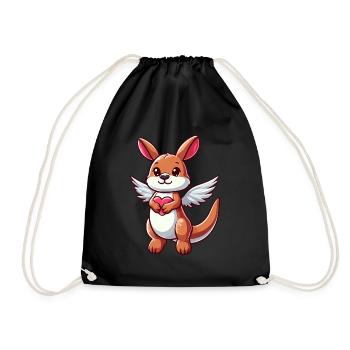 Angel Kangaroo Heart Wings - Drawstring Bag - black - Front