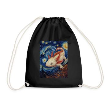 axolotl, van gogh, sternennacht - Turnbeutel - Schwarz - Vorne