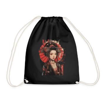 Japanische Geisha Anime Frau - Turnbeutel - Schwarz - Vorne