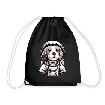Beagle Astronaut Weltraum Abenteuer - Turnbeutel - Schwarz - Vorne