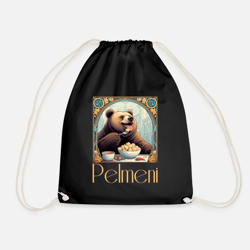 Pelmeni Bär russisch Geschenk - Turnbeutel - Schwarz