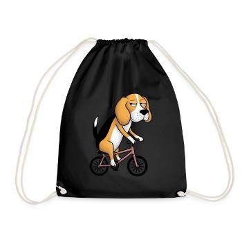 Drôle beagle chien sur le vélo fantaisiste drôle - Sac de sport léger - noir - Devant