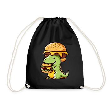 Bizarre Dino T-Rex Hamburger Fast Food - Drawstring Bag - black - Front