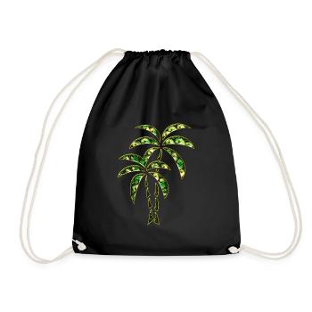 Palmen Tropical Tattoo Sommer Wellen Illustration - Turnbeutel - Schwarz - Vorne