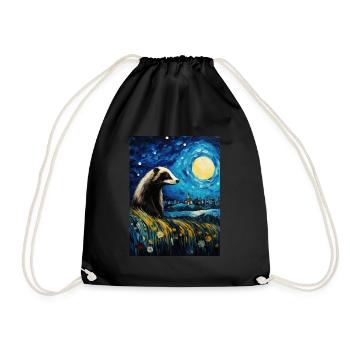 dachs, van gogh, sternennacht, tier - Turnbeutel - Schwarz - Vorne