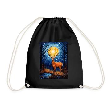 Cerf, Van Gogh, Nuit Étoilée, Animal - Sac de sport léger - noir - Devant