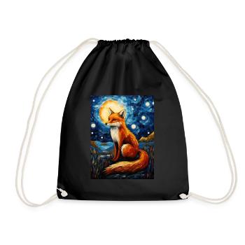 fuchs, Sternennacht, Van Gogh, Style - Turnbeutel - Schwarz - Vorne