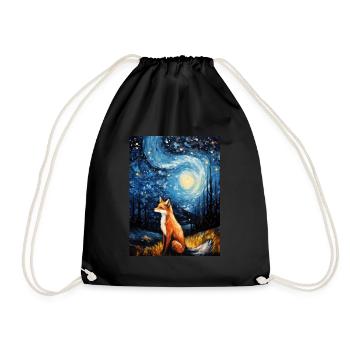 fuchs, Sternennacht, Van Gogh, Style - Turnbeutel - Schwarz - Vorne