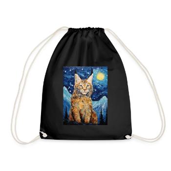 Lynx, Van Gogh, Nuit Étoilée, Animal, Gros Chat - Sac de sport léger - noir - Devant