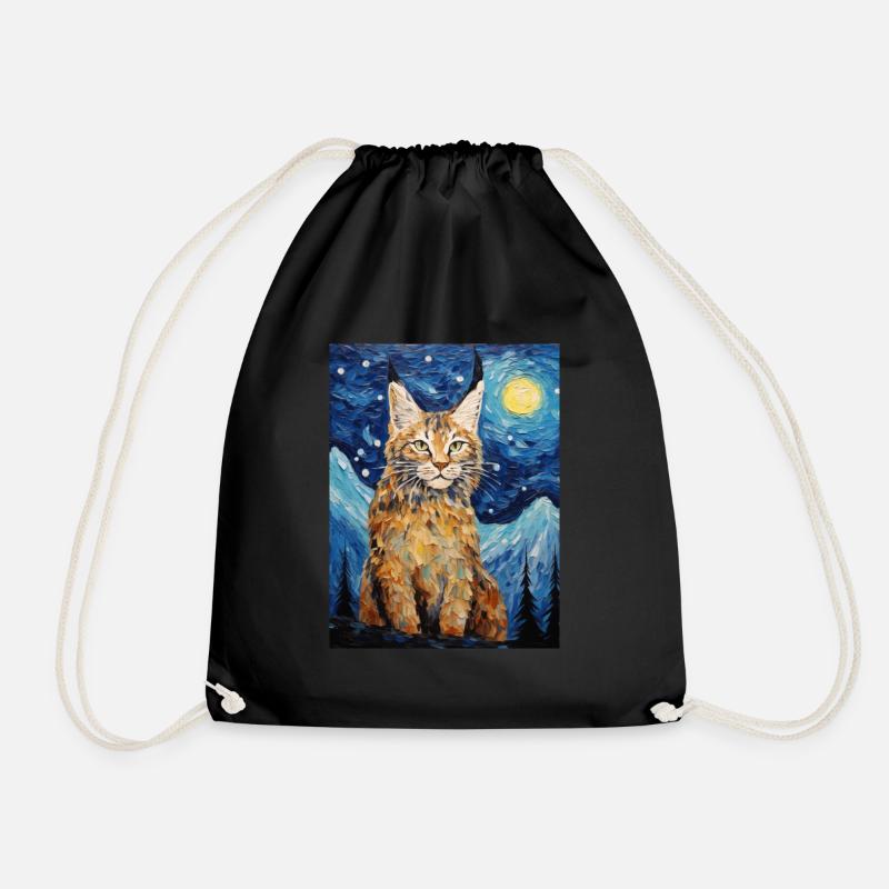 luchs, van gogh, sternennacht, tier, raubkatze - Turnbeutel - Schwarz