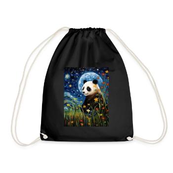 Panda Van Gogh Ciel étoilé Style - Sac de sport léger - noir - Devant