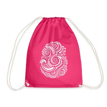 Ausdrucksstarke Maori Tattoo Kunst - Wellenmuster - Turnbeutel - Fuchsia - Vorne